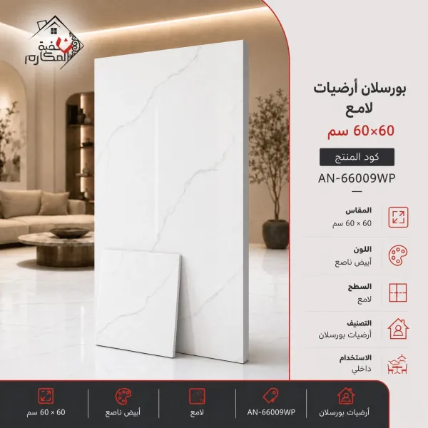 بلاط بورسلان لامع مصنع جمال 60×60 - صورة 1