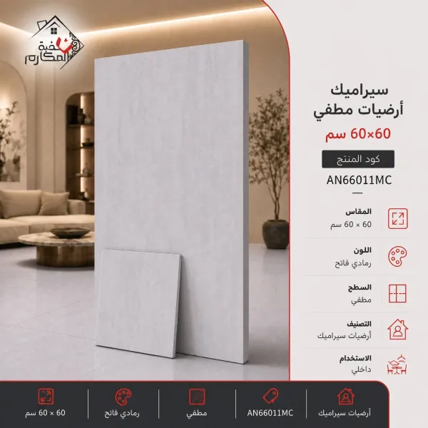 سيراميك ارضيات مطفي مصنع جمال 60×60 - صورة 1