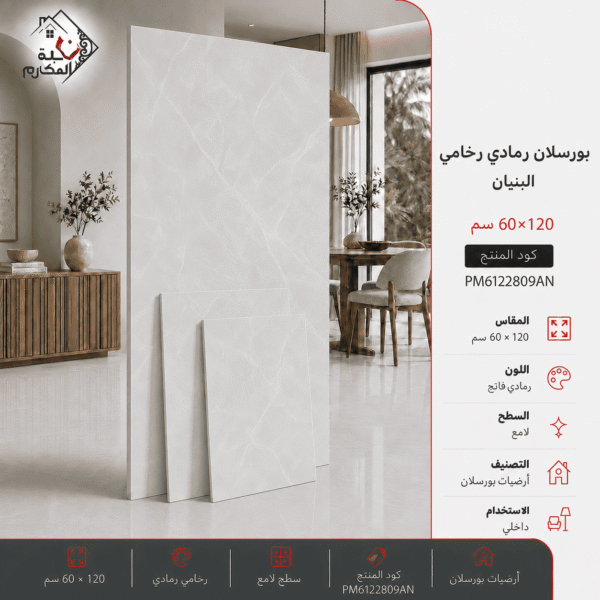 بورسلان رمادي رخامي لامع 60×120